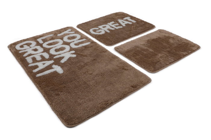 Mijölnir Juego de alfombras de baño acrílicas Beige y blanco